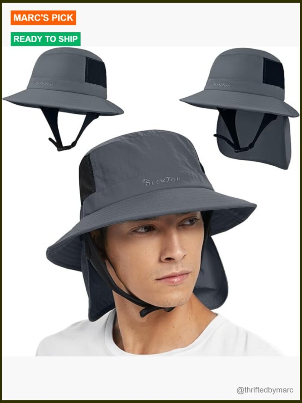 UPF 50+ Waterproof Sun Hat with Adjustable Chin Strap for Surfing & Water Sports